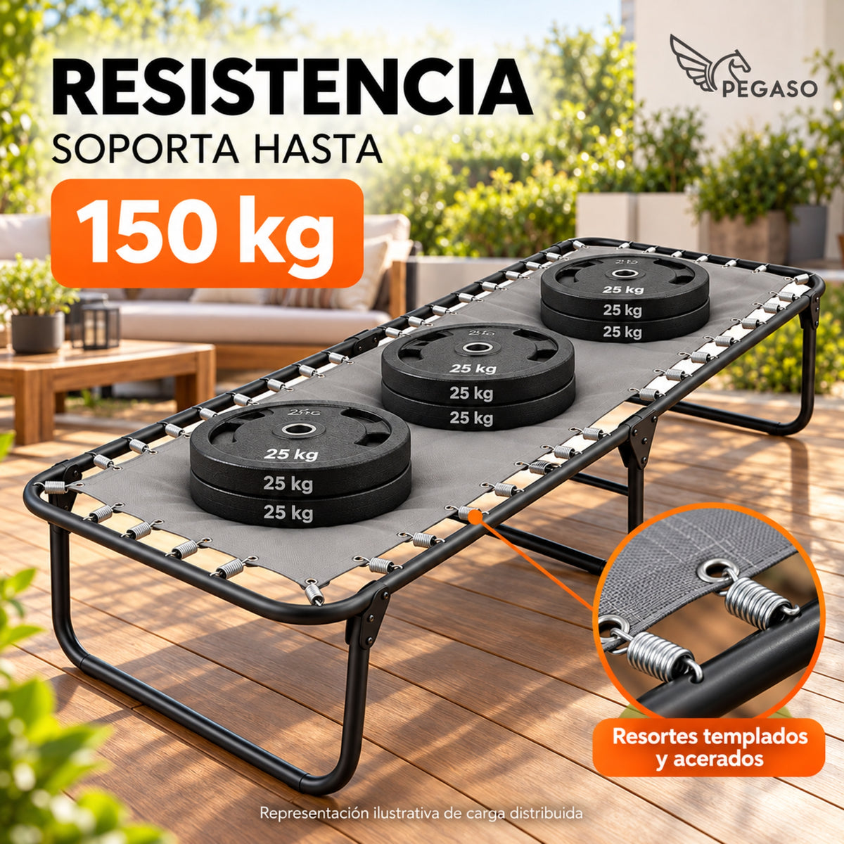 Catre Camastro Plegable de Lona Reforzada + Colchón de Borra de 5 cm (KSL-B)