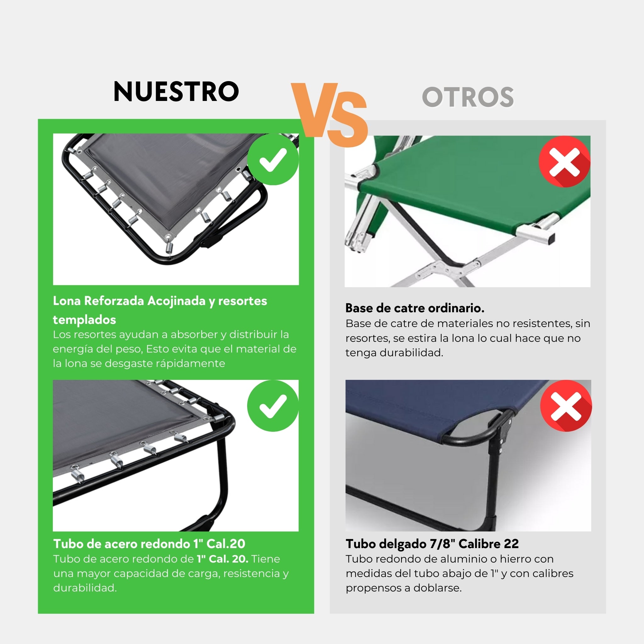 Catre Plegable Acojinado / Reclinable 5 Posiciones (Mod KRA-L)