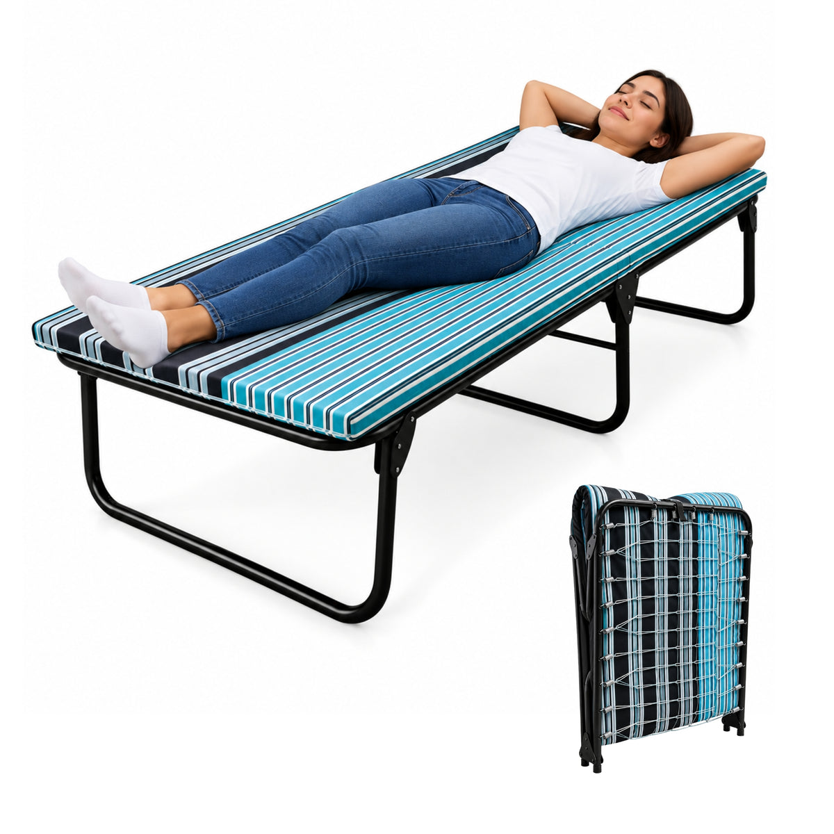 Catre Camastro Plegable / Colchón de Hule Espuma de 4 cm (Mod KM4)