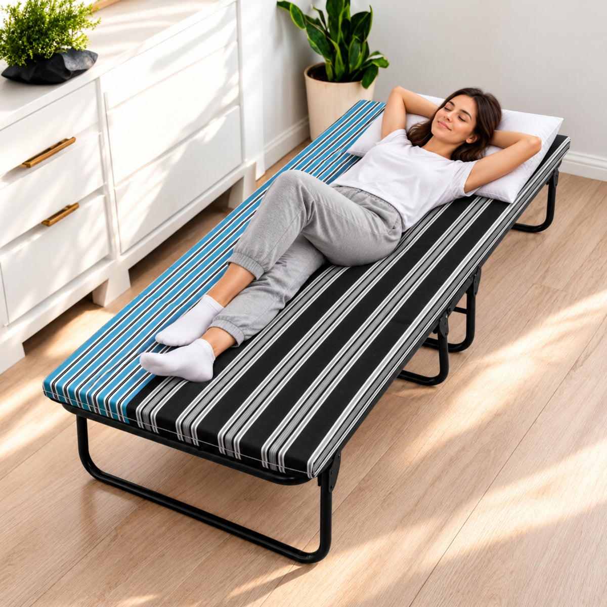 Catre Camastro Plegable con Colchón de Hule Espuma de 6 cm (Mod KM6)