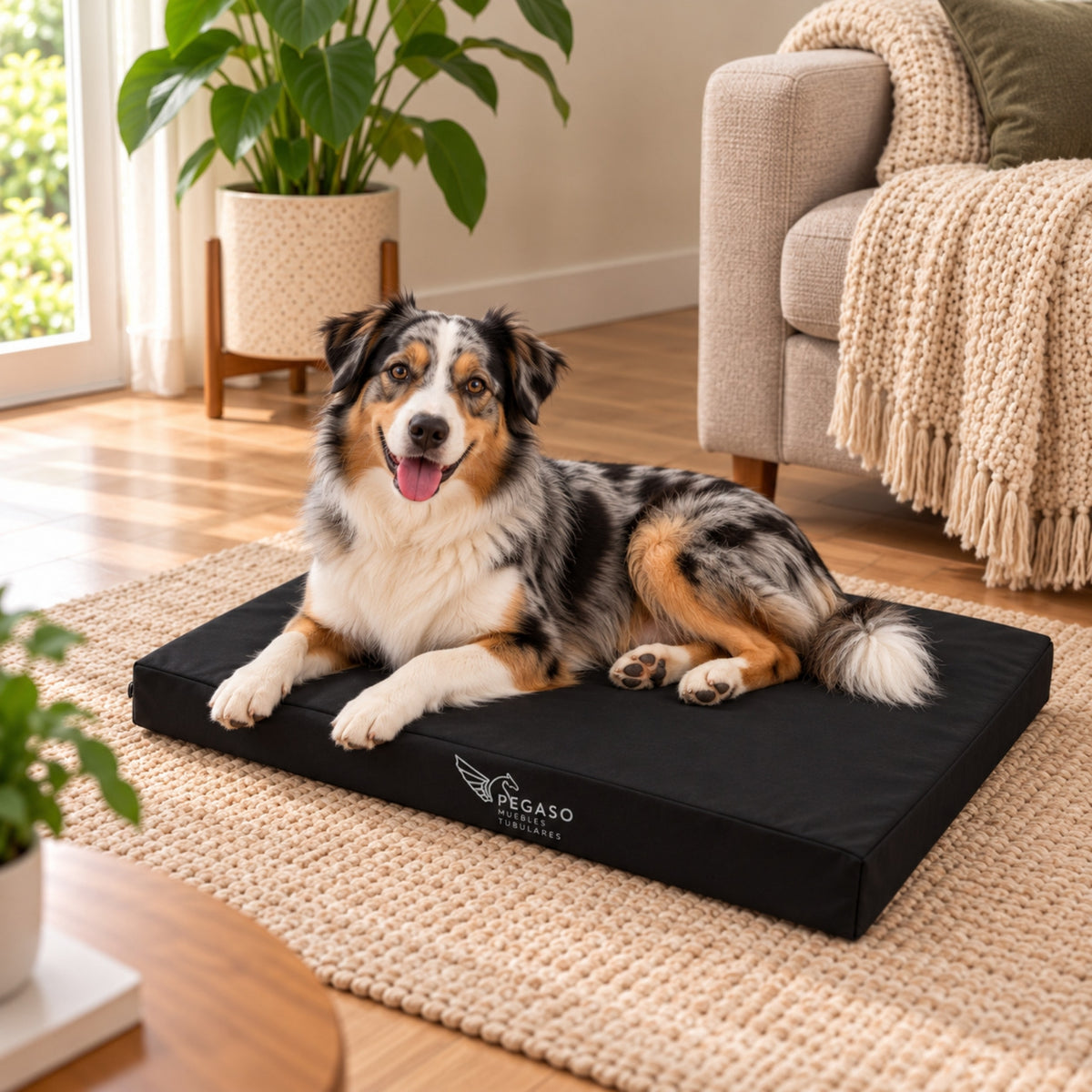 PEGASO Colchón para Mascota, Lona de Alta Resistencia, Impermeable, con cierre, 8 cm Grosor (CH, MD, GD, EG)