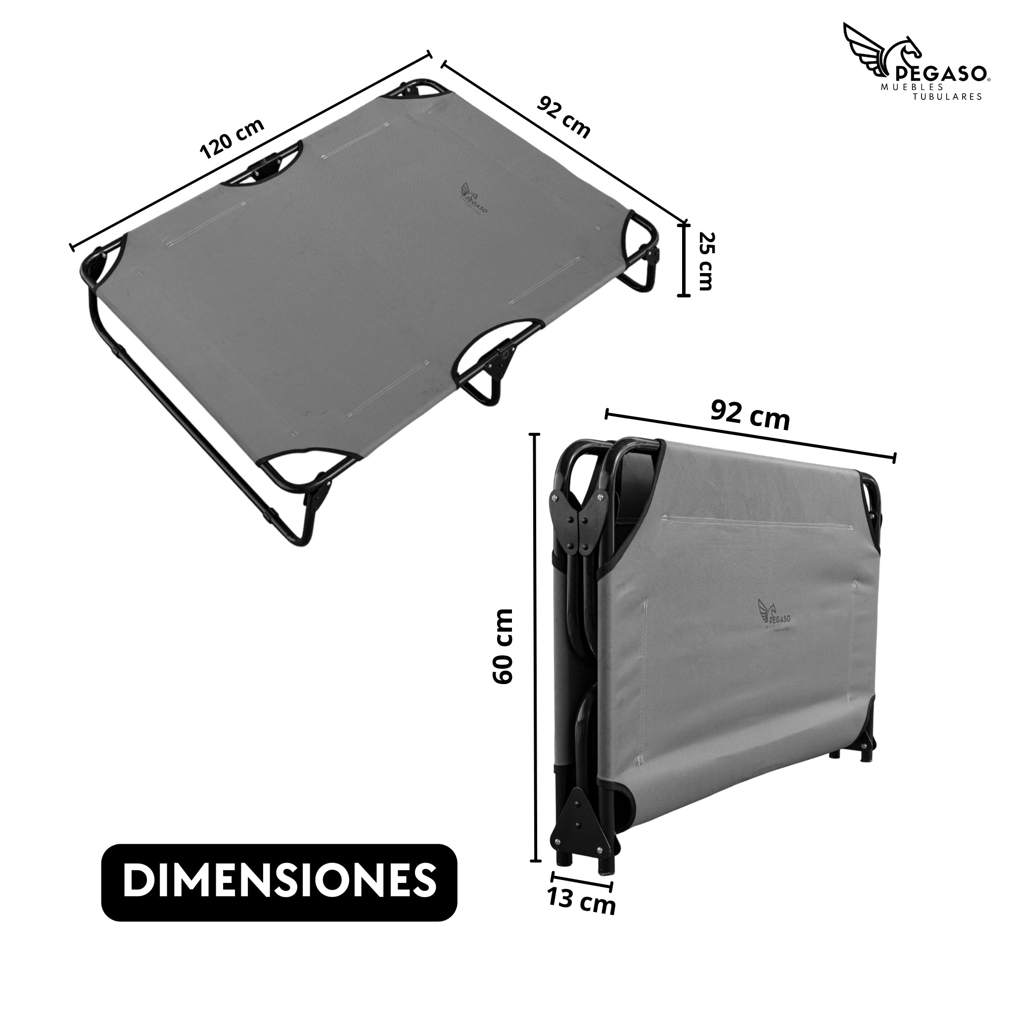 PEGASO Extra Large Elevated Dog Bed, 122x92x18 cm (Mod KM-EG)