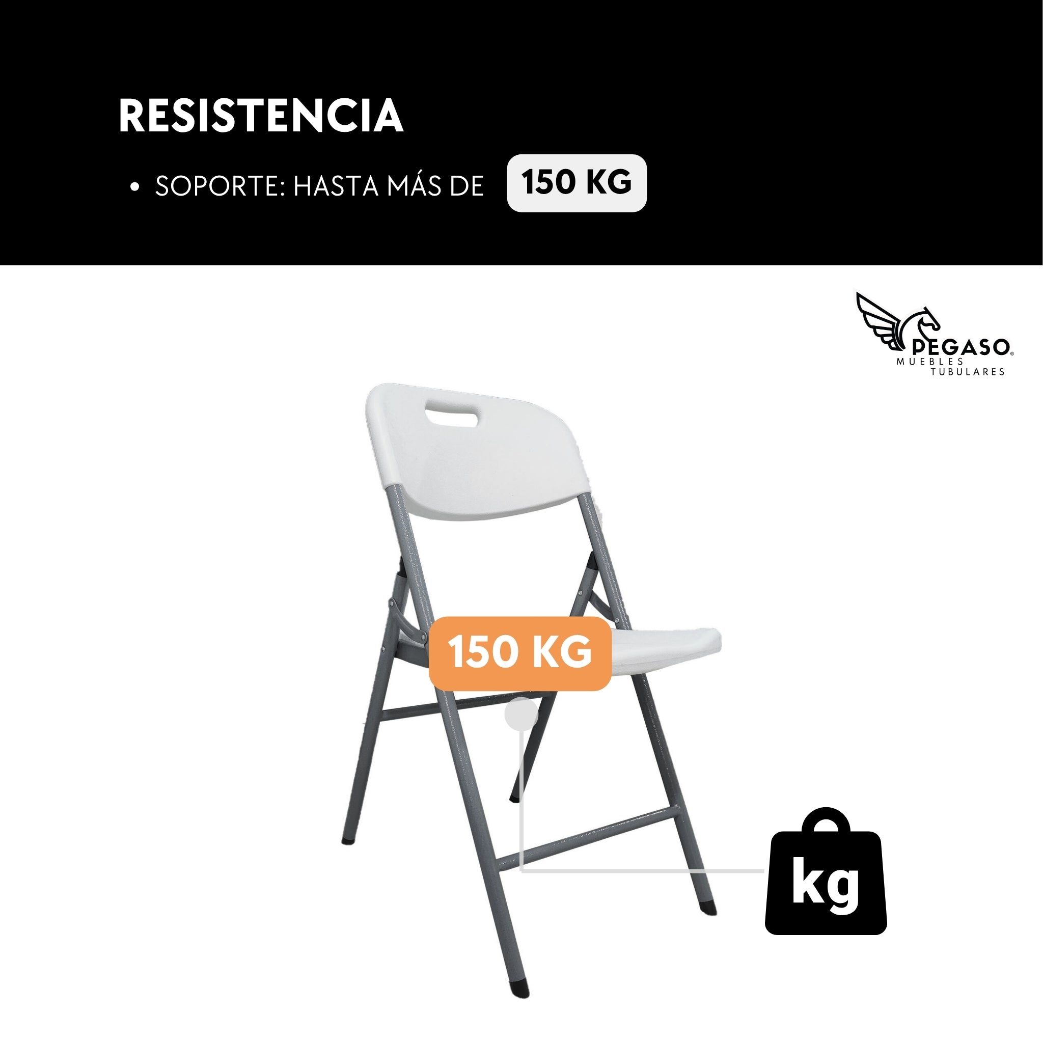 Silla Blanca Plegable Plástico Alta Densidad Pegaso