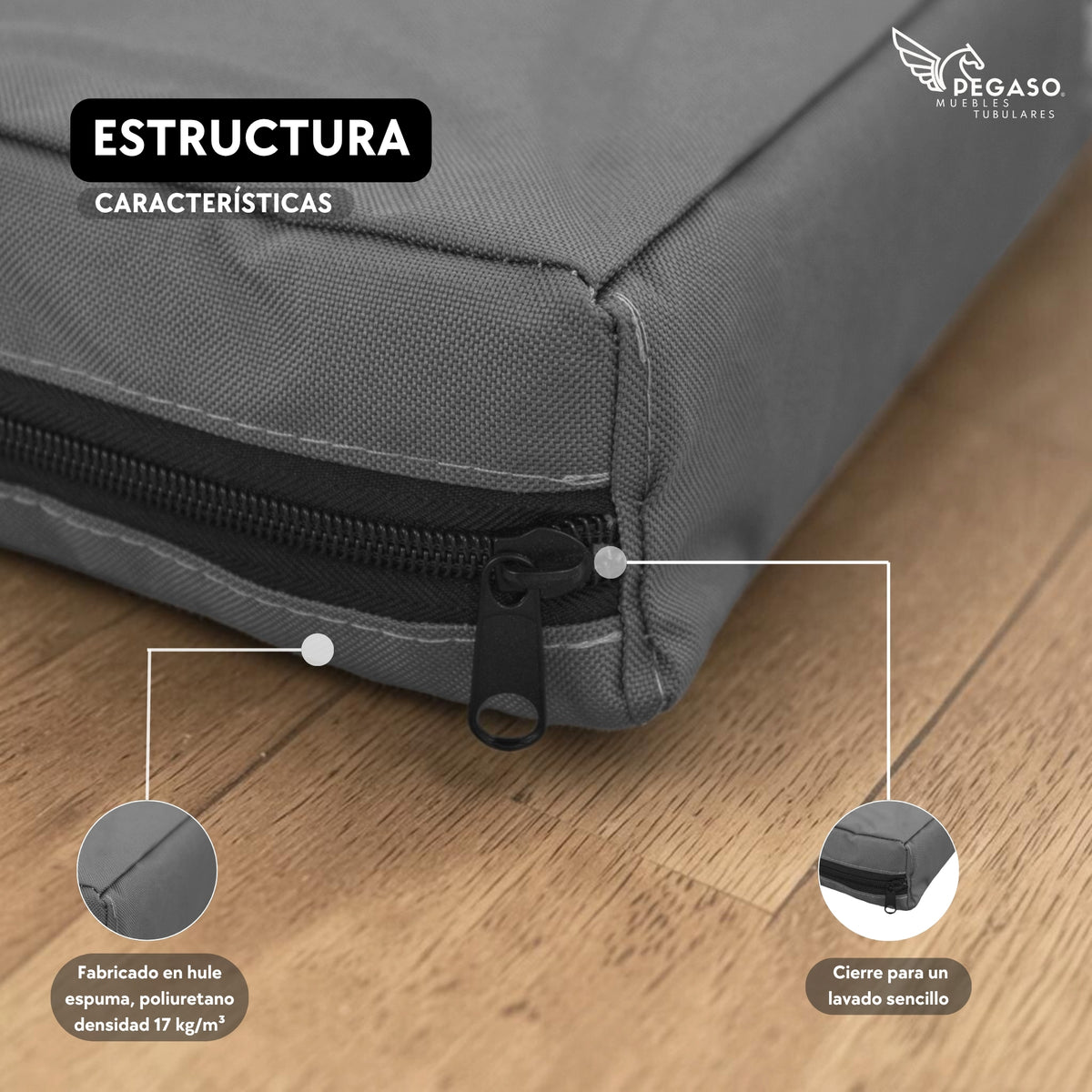PEGASO Colchón para Mascota, Lona de Alta Resistencia, Impermeable, con cierre, 8 cm Grosor (CH, MD, GD, EG)