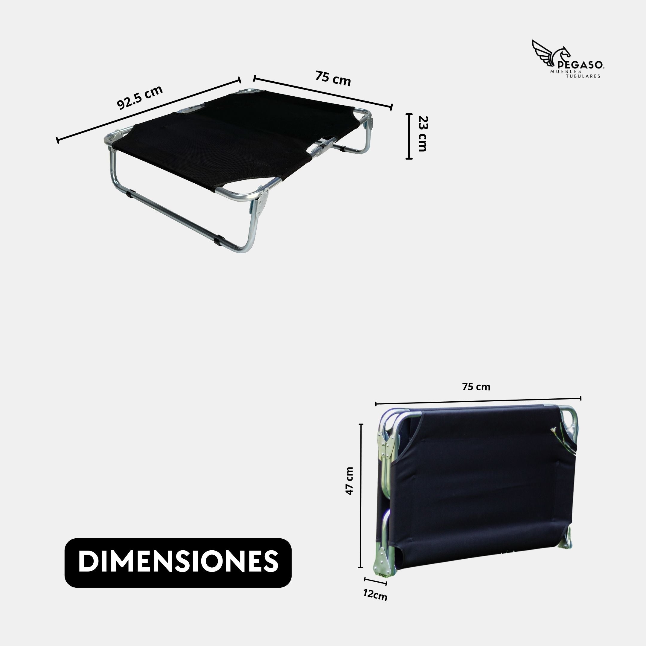 PEGASO Elevated Dog Bed for Large Dogs, 92.5x76x18 cm (Mod KM-GD)