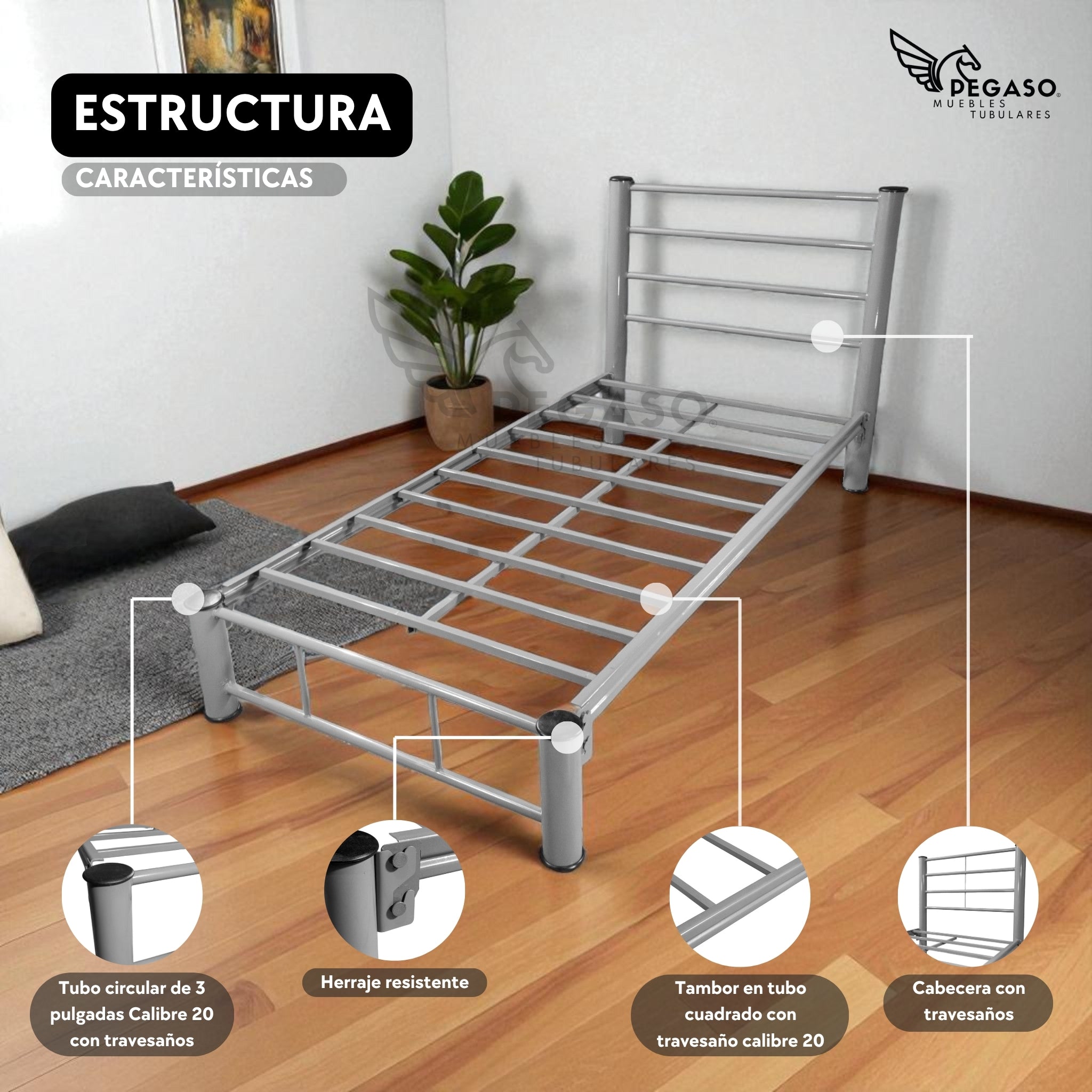 Cama Individual Pegaso – Durable