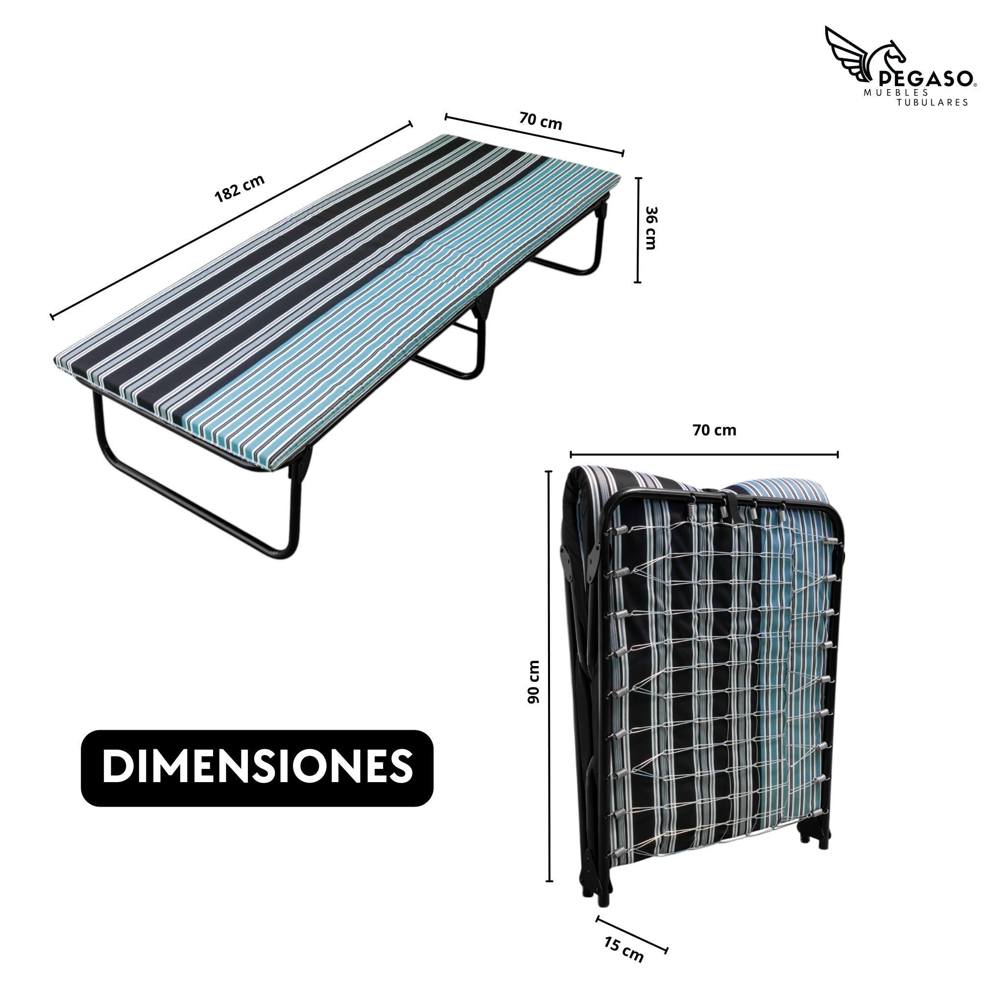 Catre Camastro Plegable / Colchón de Hule Espuma de 4 cm (Mod KM4)