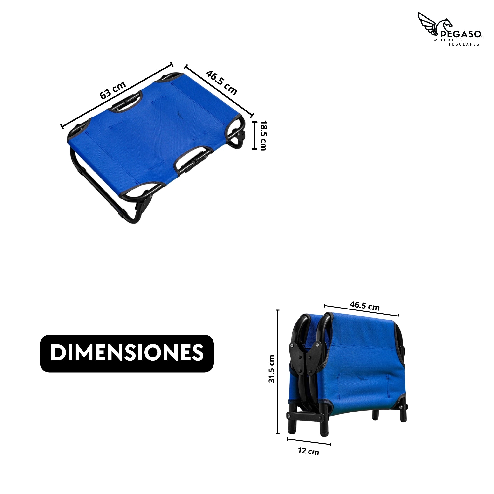 PEGASO Cama Elevada para Perro tamaño Chico, 63x46x18.5 cm (Mod KM-CH)