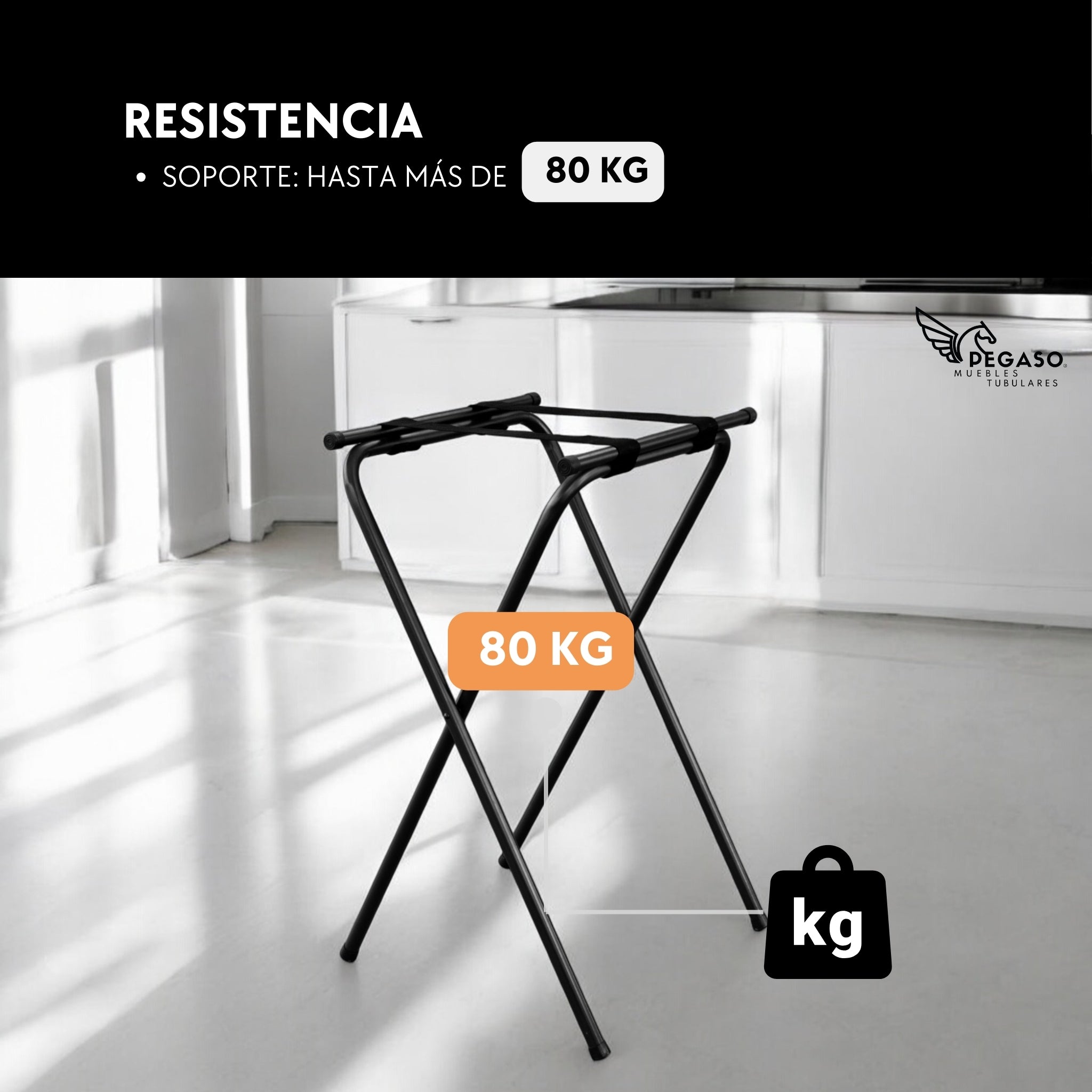 Porta Charolas Tijeras Negro Mesero Pegaso