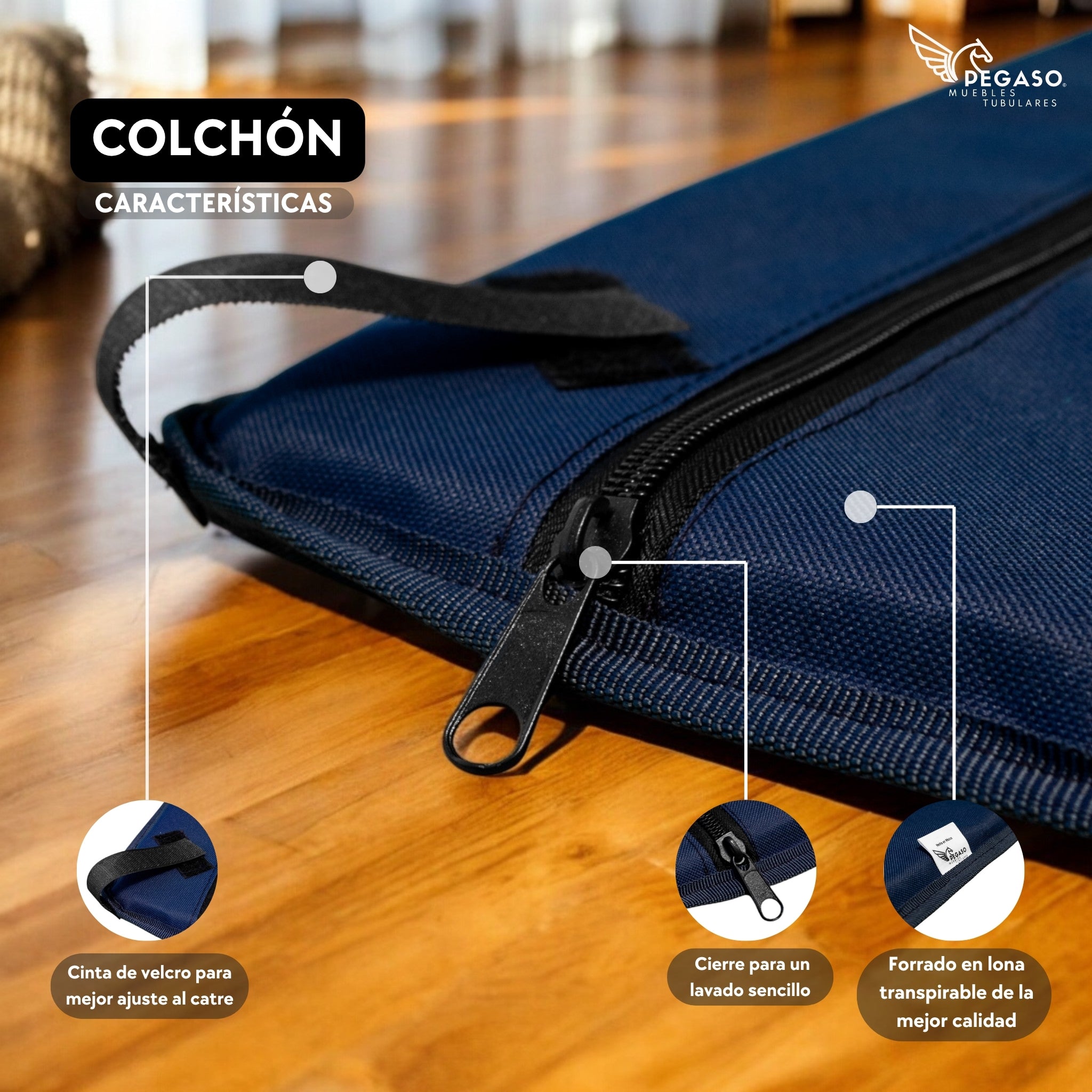 PEGASO KIT Cama/Catre + Colchoneta para Perro tamaño Extra Grande, 122x92x18 cm (Mod KM-EG)