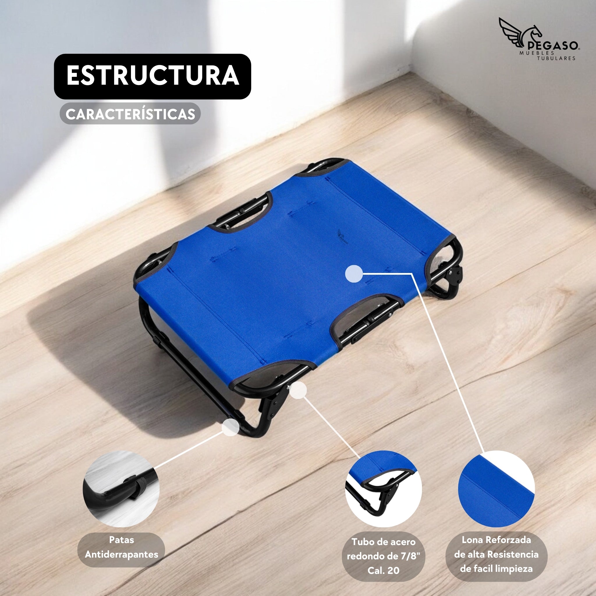 PEGASO Cama Elevada para Perro tamaño Chico, 63x46x18.5 cm (Mod KM-CH)