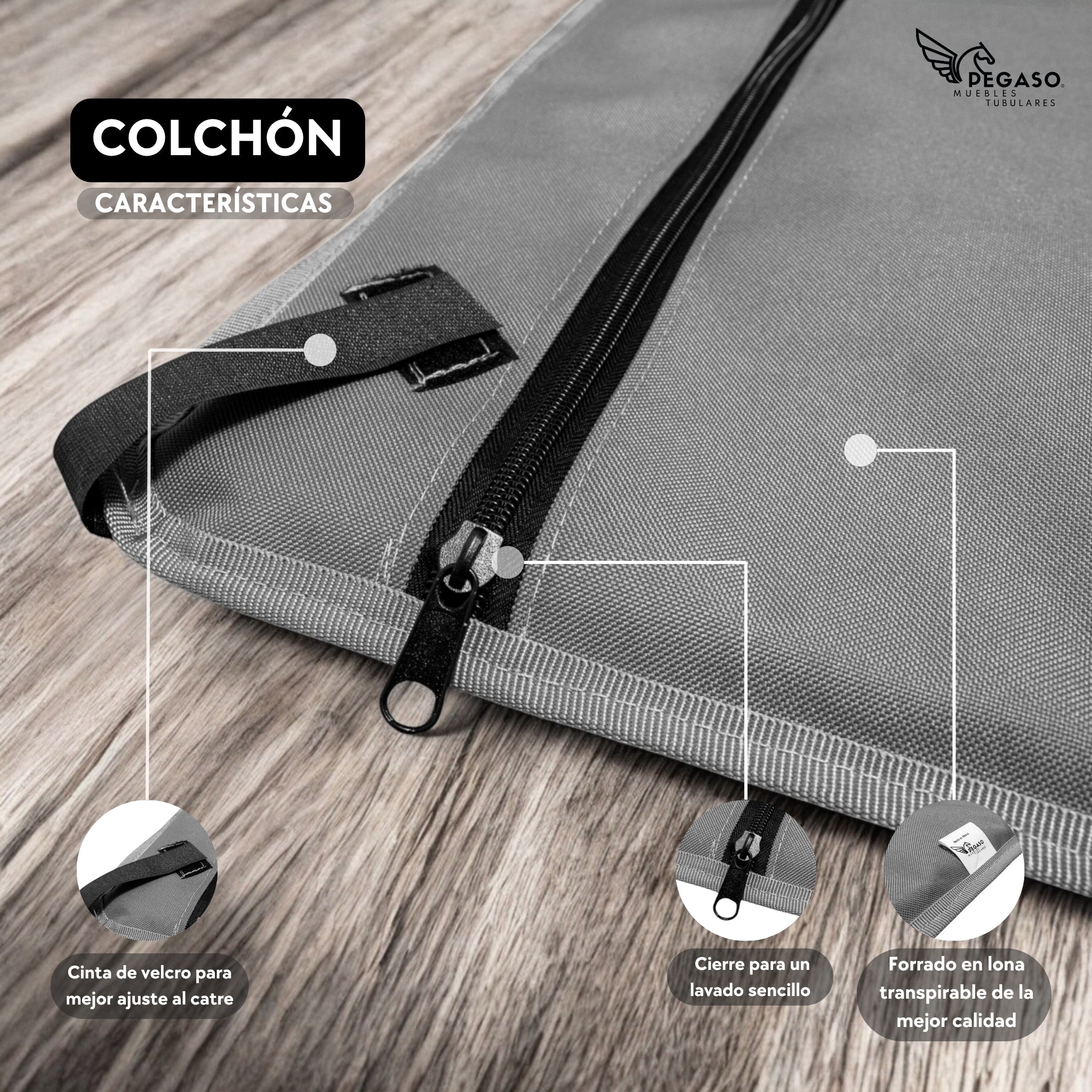 PEGASO KIT Cama/Catre + Colchoneta para Perro tamaño Grande, 92.5 x 75 x 18 cm (Mod KM-GD)