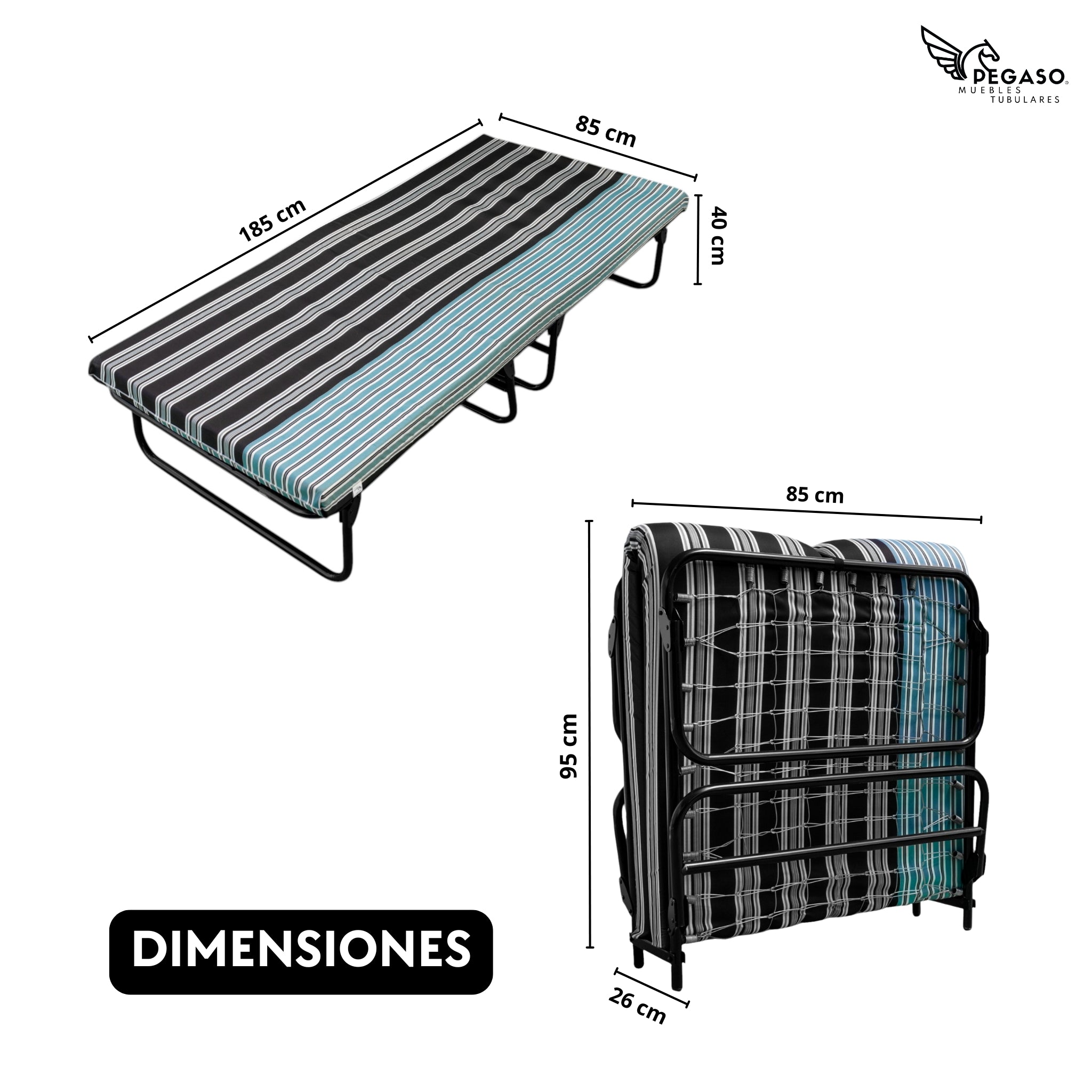Folding Cot Bed with 8 cm Foam Mattress (Model KM8)