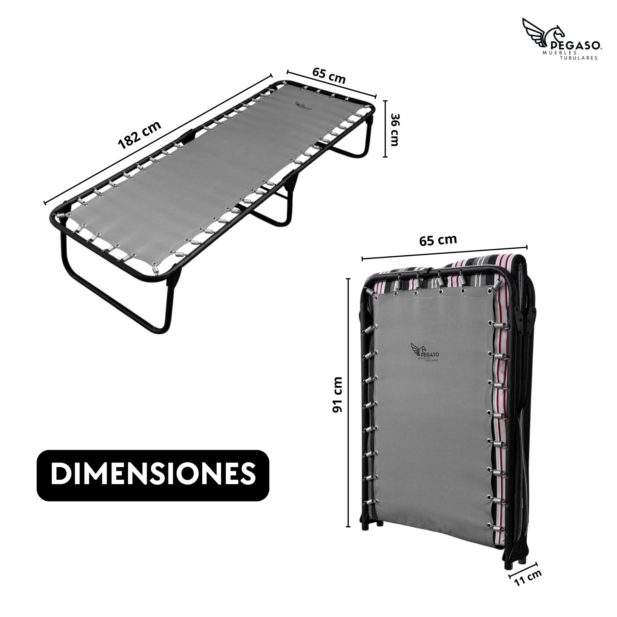 Catre Camastro Plegable / de Lona Reforzada + Colchón de Hule Espuma 3 cm (KSL-H)
