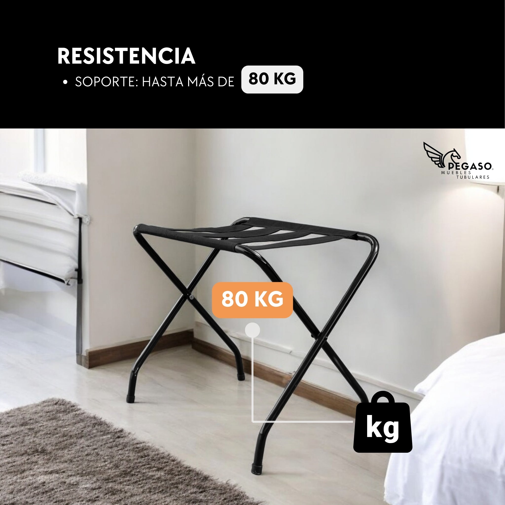 Porta Maletas Rack Estante Recamara Hotel Equipajes Pegaso.