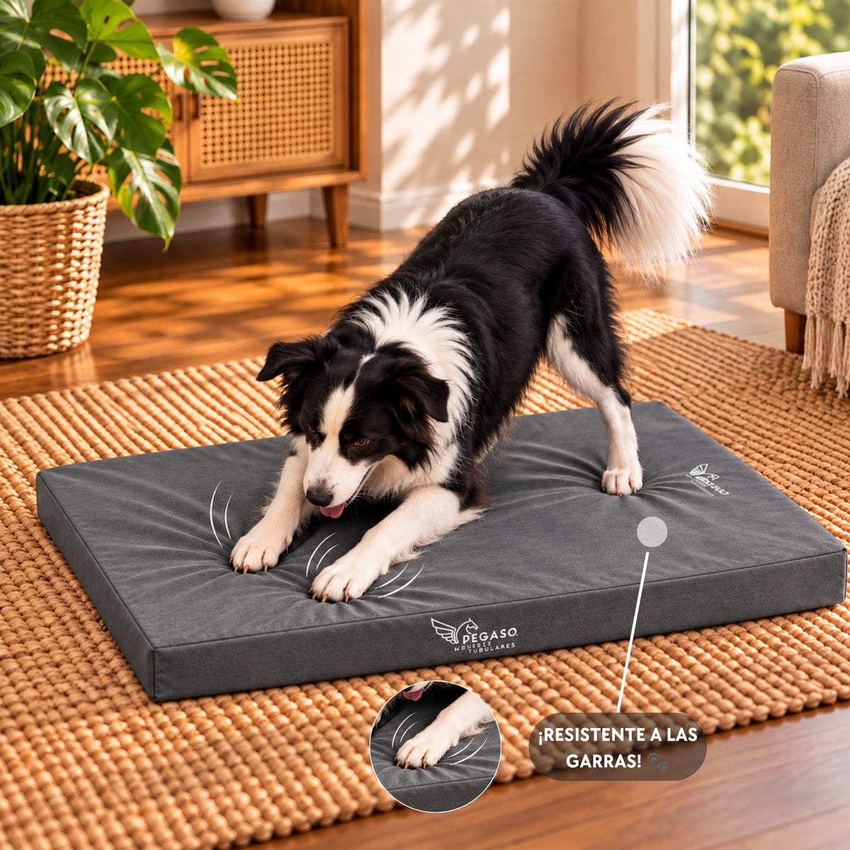 PEGASO Colchón para Mascota, Lona de Alta Resistencia, Impermeable, con cierre, 8 cm Grosor (CH, MD, GD, EG)