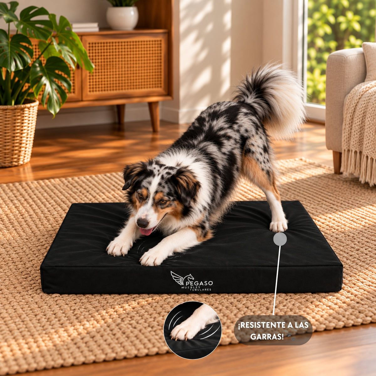 PEGASO Colchón para Mascota, Lona de Alta Resistencia, Impermeable, con cierre, 8 cm Grosor (CH, MD, GD, EG)