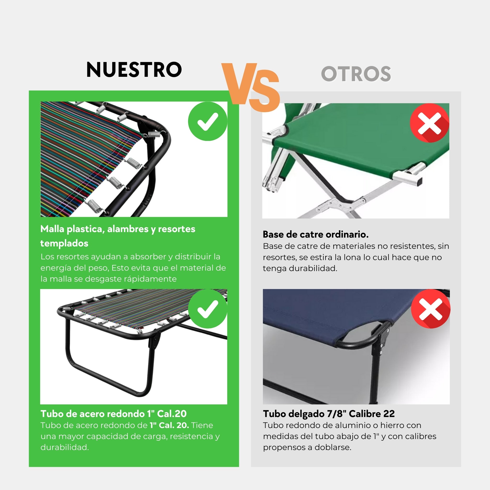 Catre Camastro Plegable de Malla Plástica / Clásico (Mod KS)