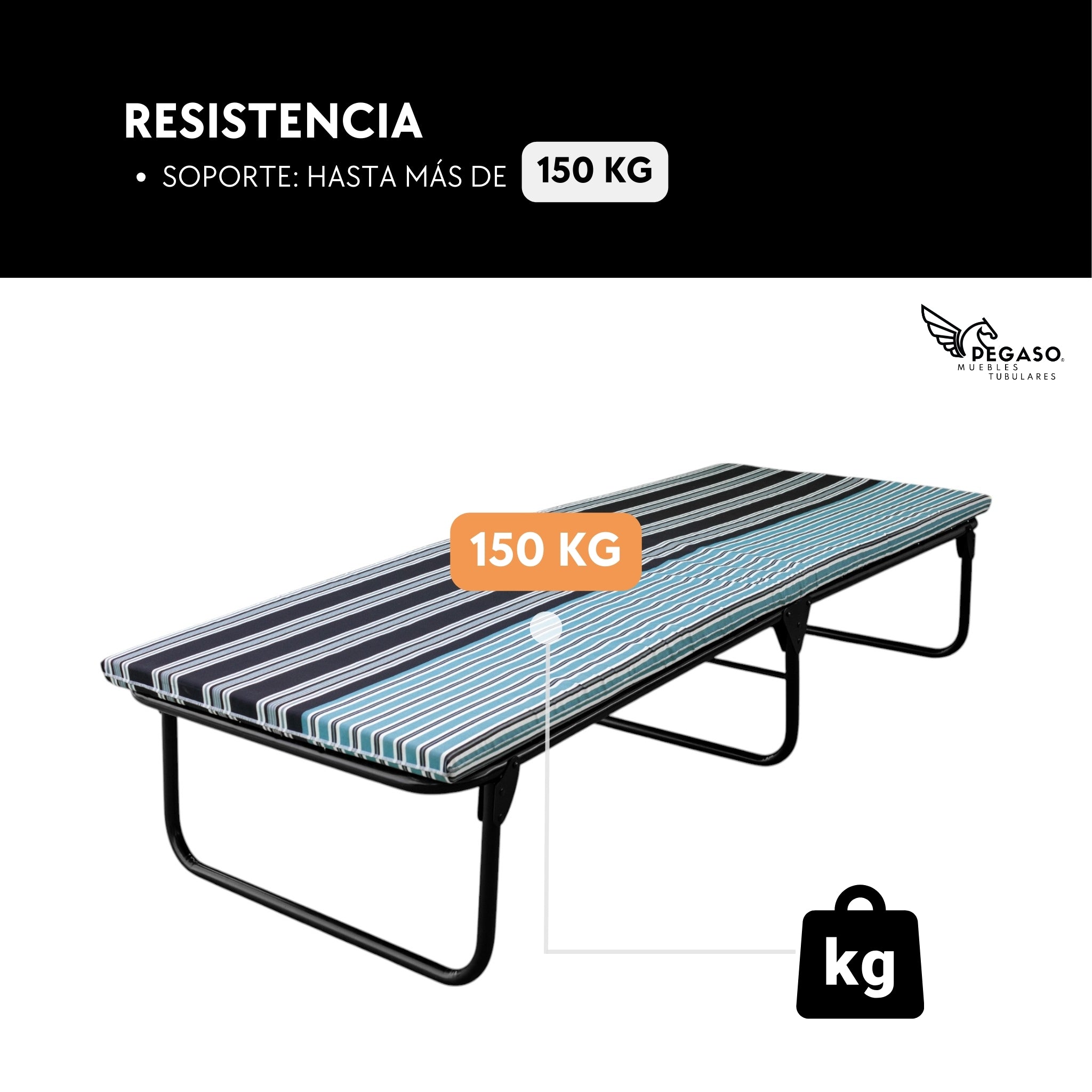 Catre Camastro Plegable / Colchón de Hule Espuma de 4 cm (Mod KM4)