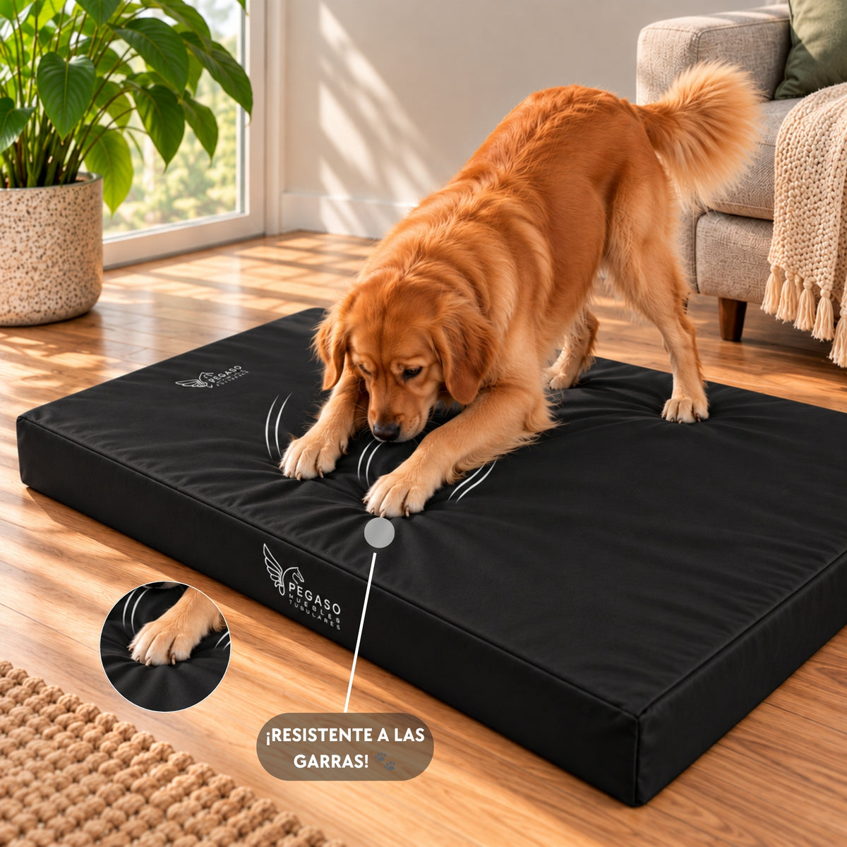 PEGASO Colchón para Mascota, Lona de Alta Resistencia, Impermeable, con cierre, 8 cm Grosor (CH, MD, GD, EG)