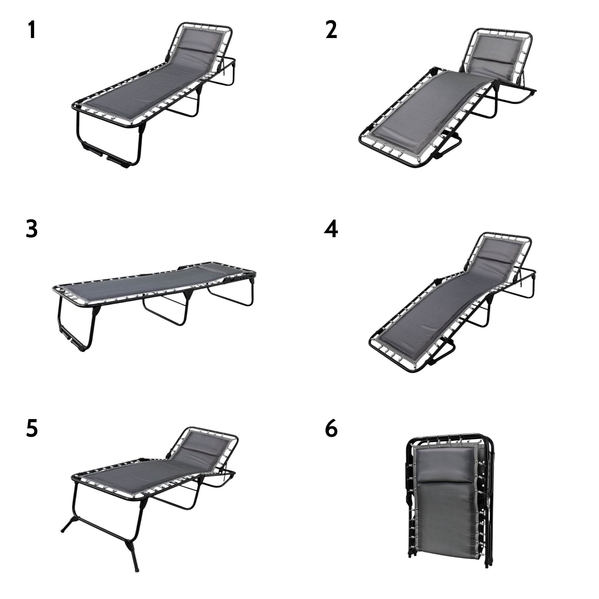 Catre Plegable Acojinado / Reclinable 5 Posiciones (Mod KRA-L)