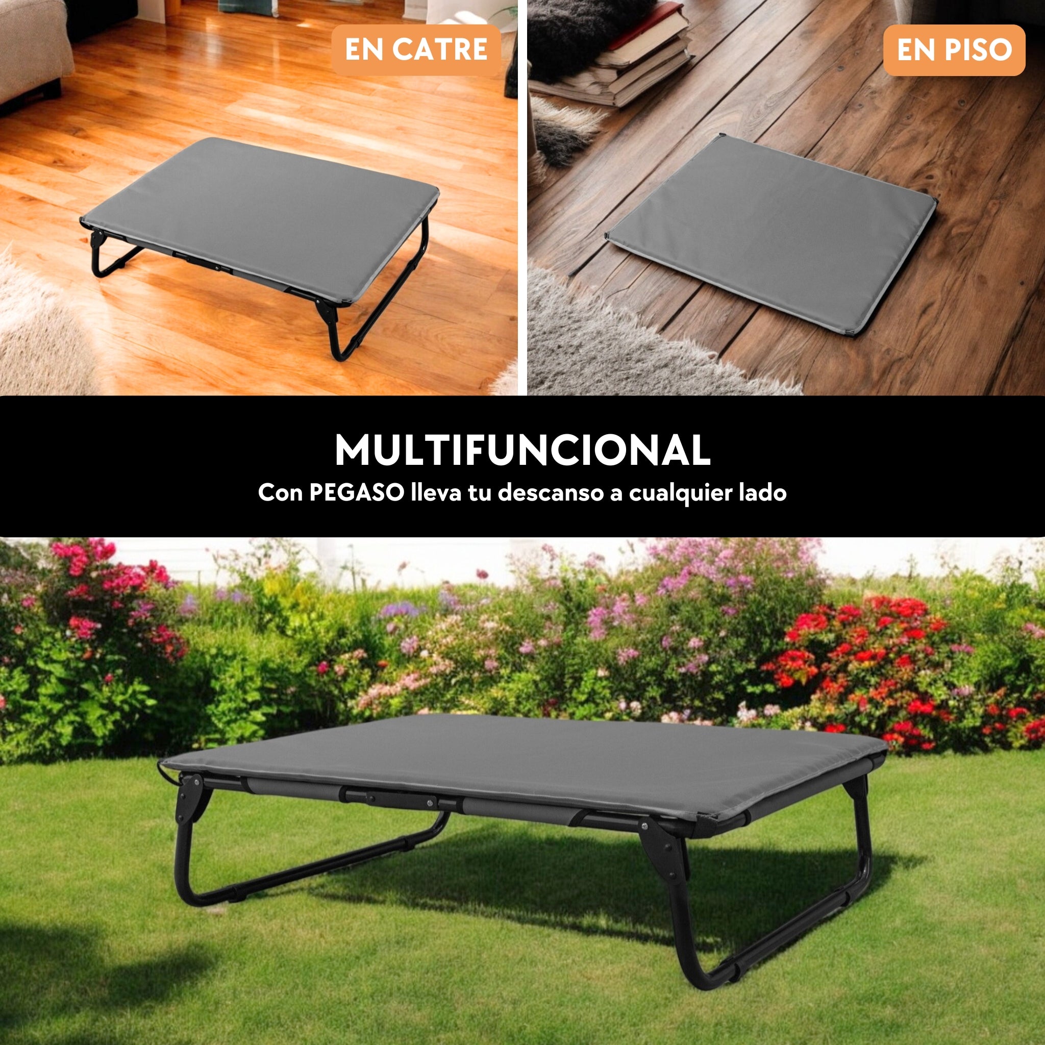 PEGASO KIT Bed/Cot + Large Dog Mat, 92.5 x 75 x 18 cm (Mod KM-GD)