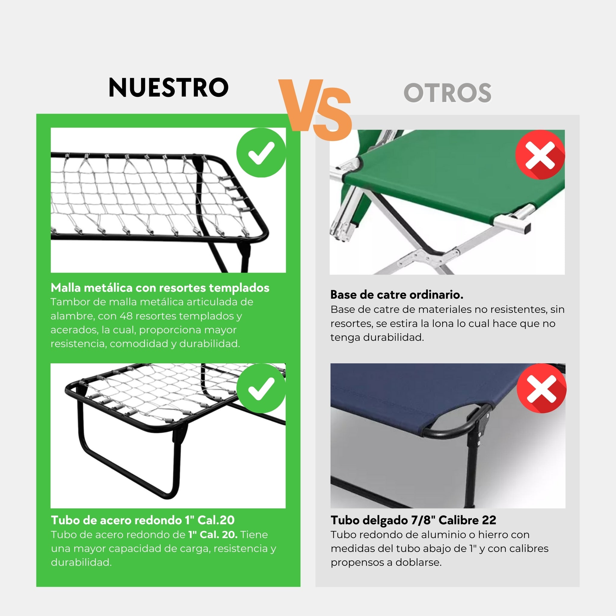 Catre Camastro Plegable con Colchón de Hule Espuma de 6 cm (Mod KM6)