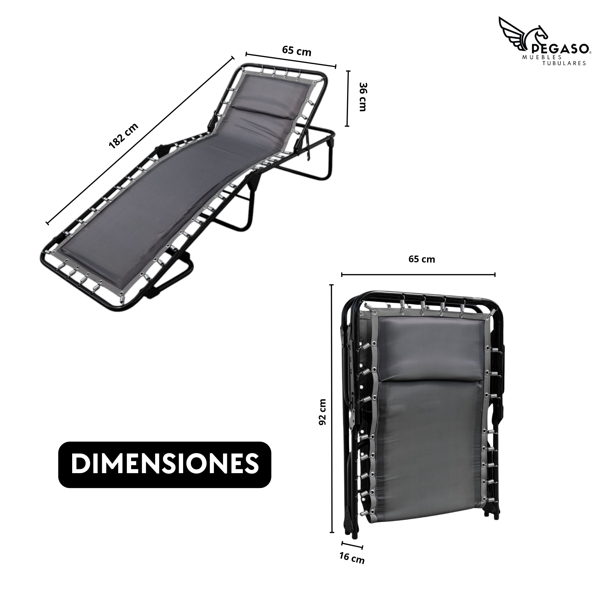 Catre Plegable Acojinado / Reclinable 5 Posiciones (Mod KRA-L)