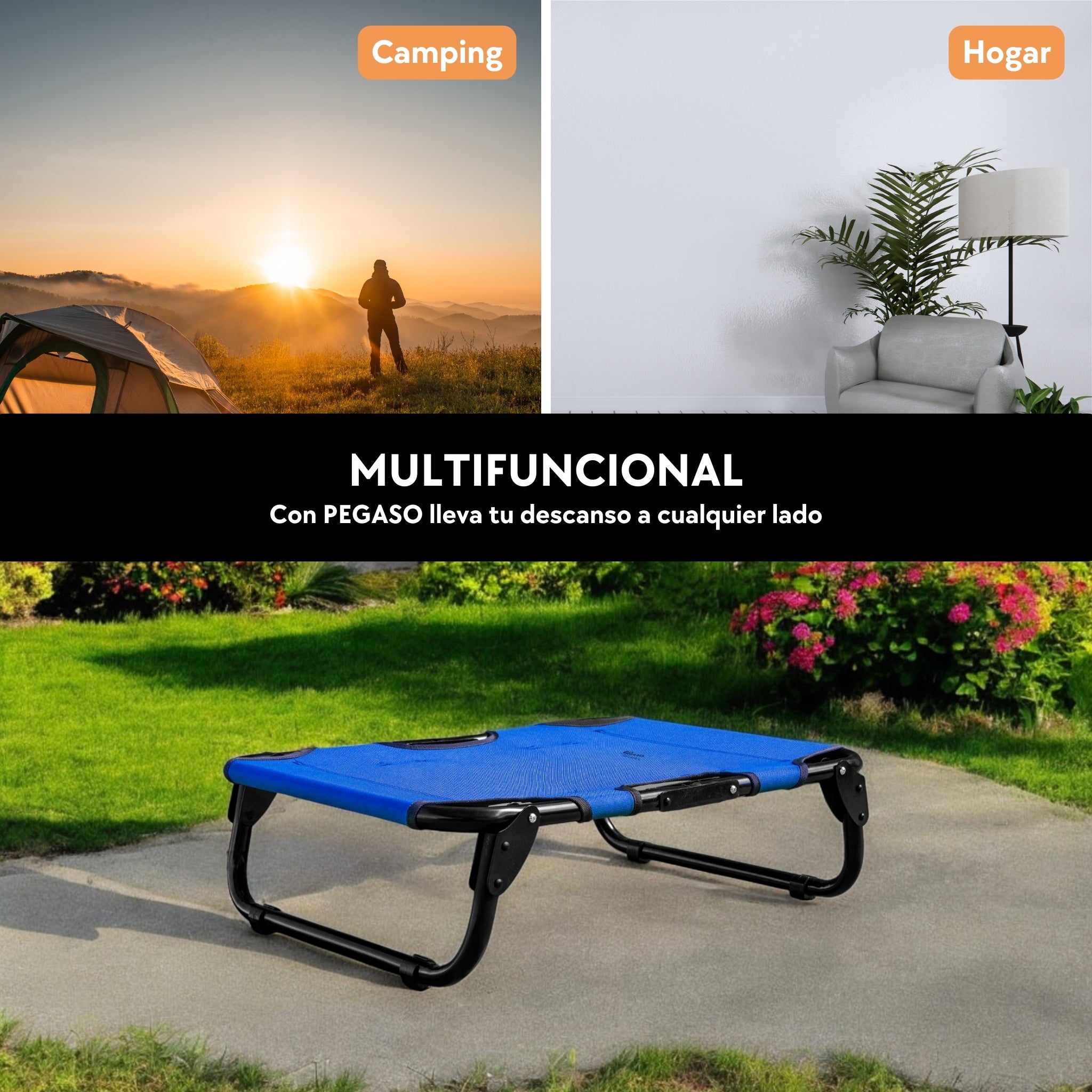 PEGASO Cama Elevada para Perro tamaño Chico, 63x46x18.5 cm (Mod KM-CH)