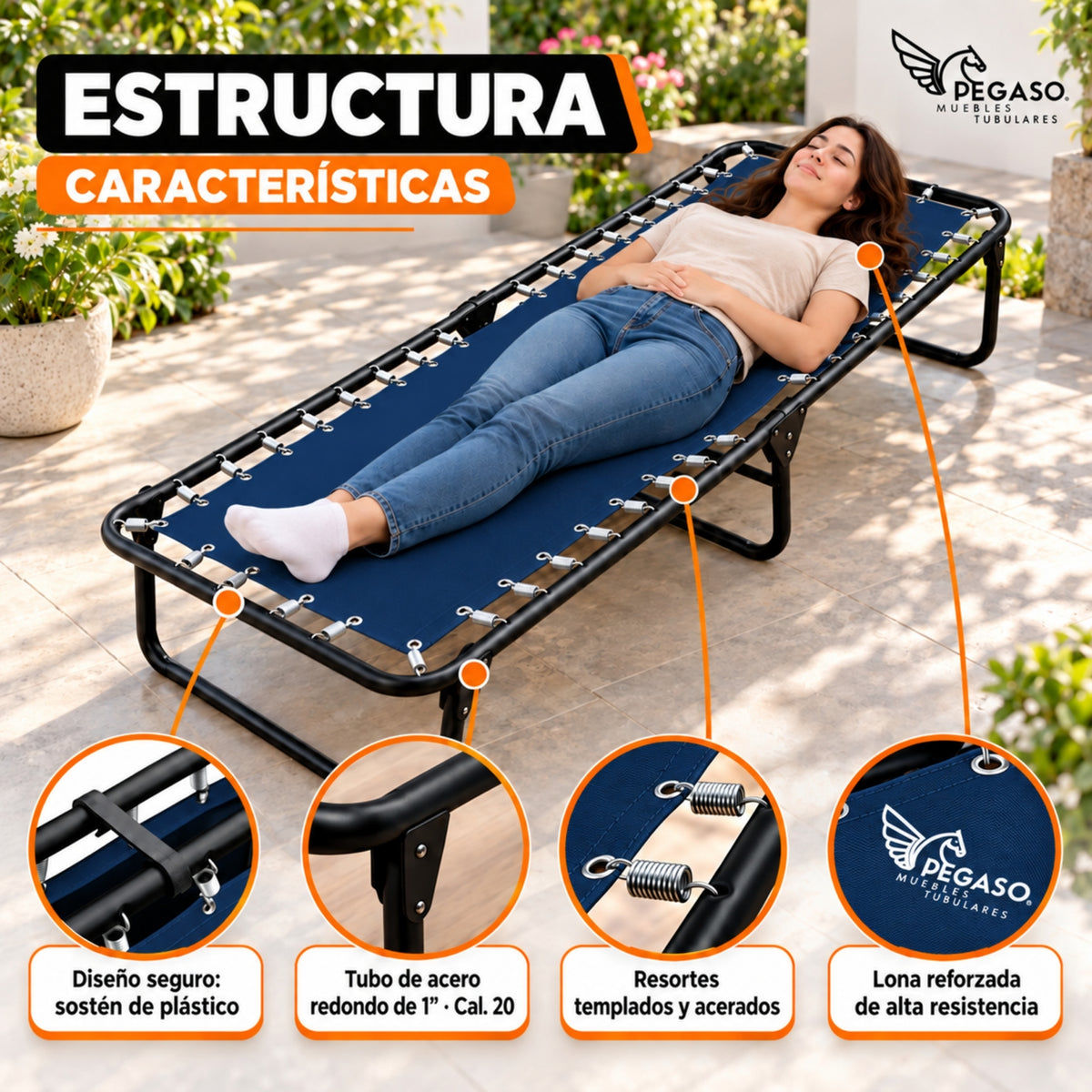 Catre Camastro Plegable / de Lona Reforzada (Mod KSL)