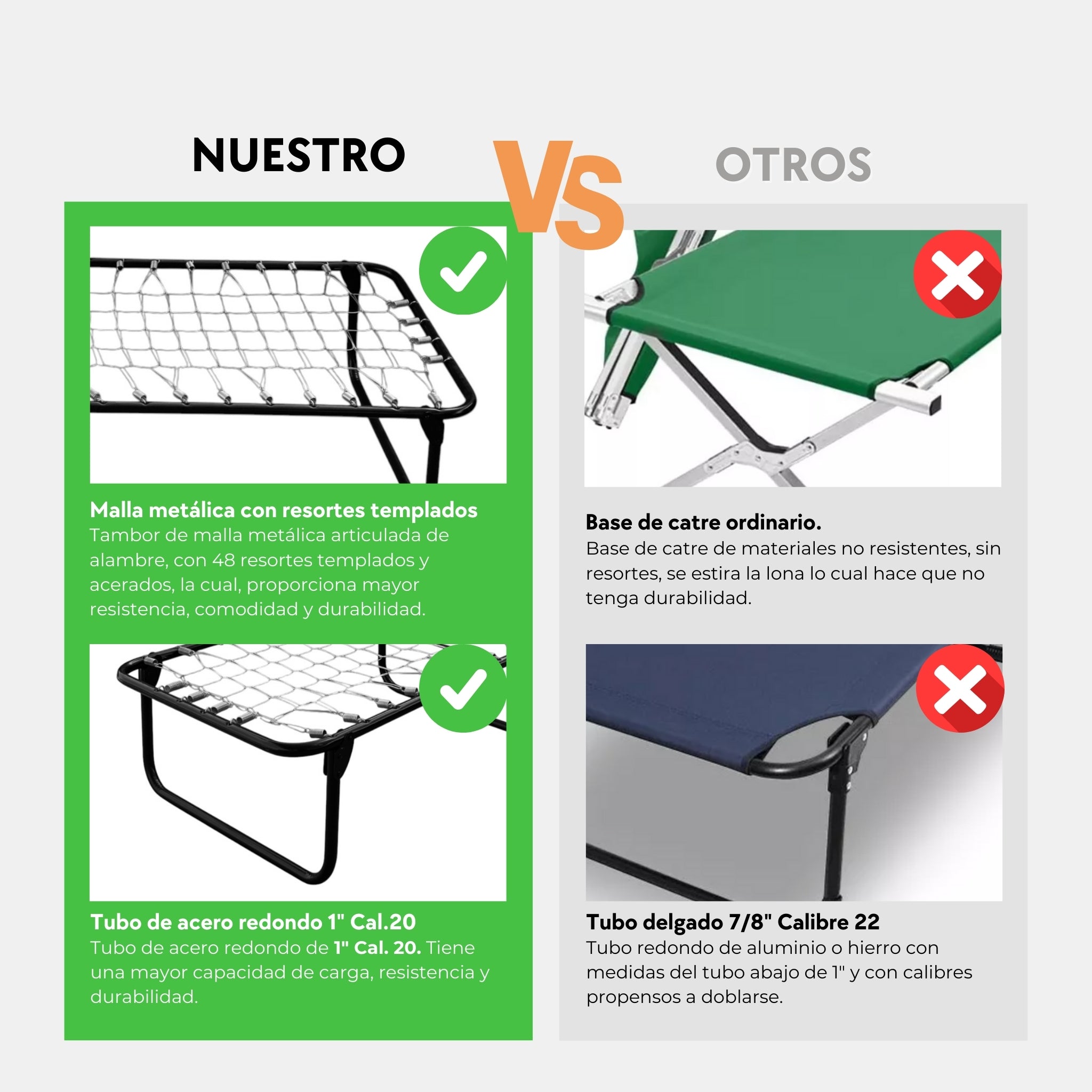 Catre Camastro Plegable / Colchón de Hule Espuma de 4 cm (Mod KM4)