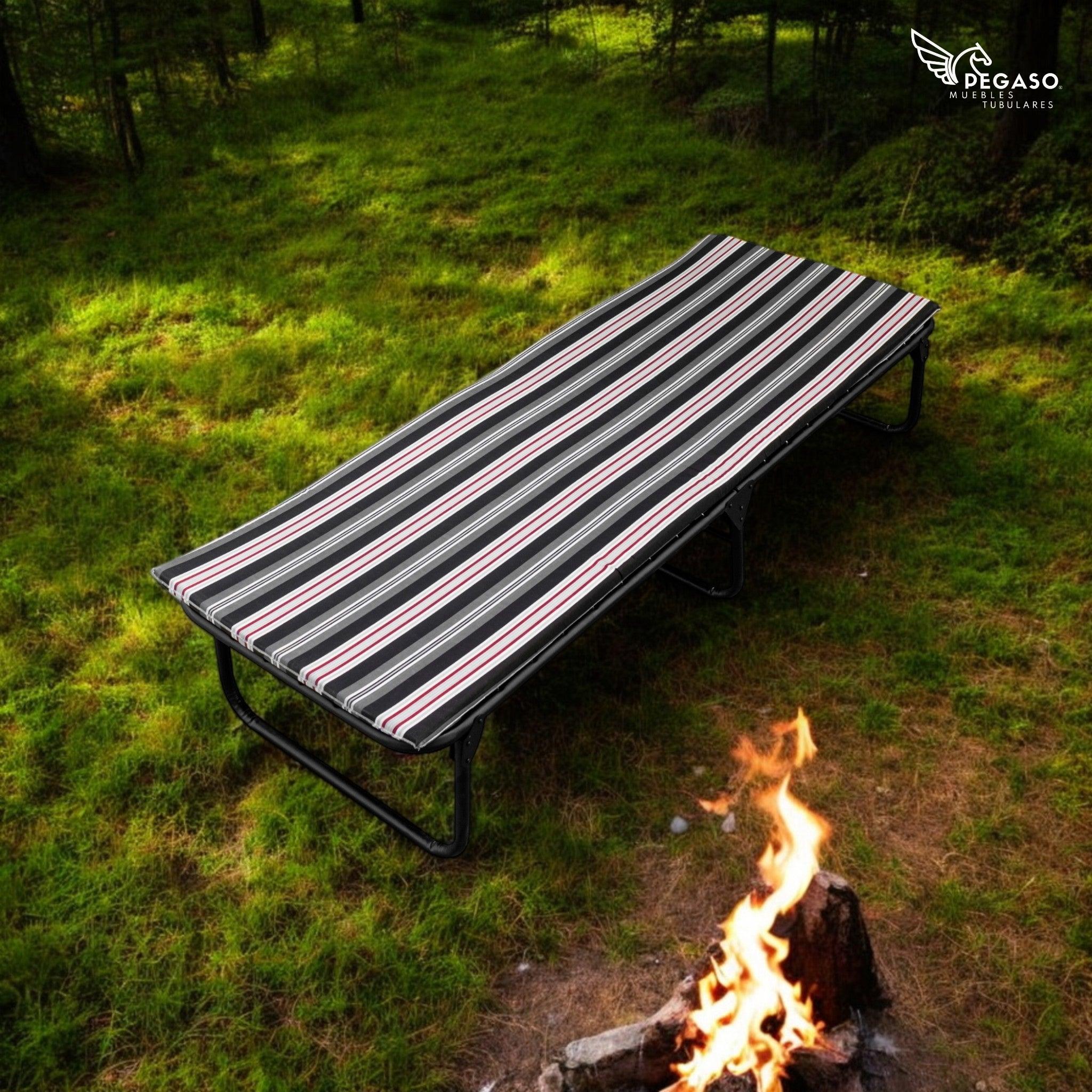 Catre Camastro Plegable / de Lona Reforzada + Colchón de Hule Espuma 3 cm (KSL-H)