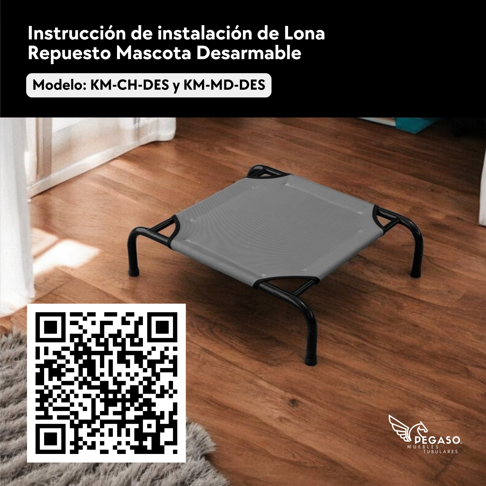 Repuesto de Lona para Catre de Mascota Desarmable Marca PEGASO, Transpirable, Lavable, Resistente