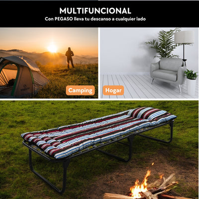 Catre Camastro Plegable de Malla Plastica + Colchón de Borra de 5 cm (KS-B)