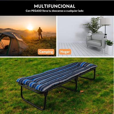 Folding Bed Cot / Reinforced Canvas + 5 cm Fleece Mattress