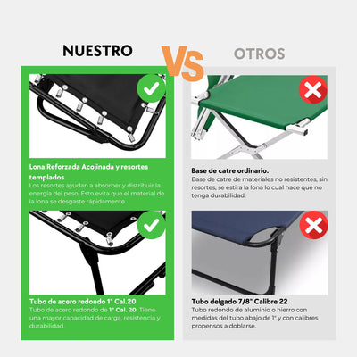 Catre Plegable Acojinado / Reclinable 5 Posiciones (Mod KRA-L)