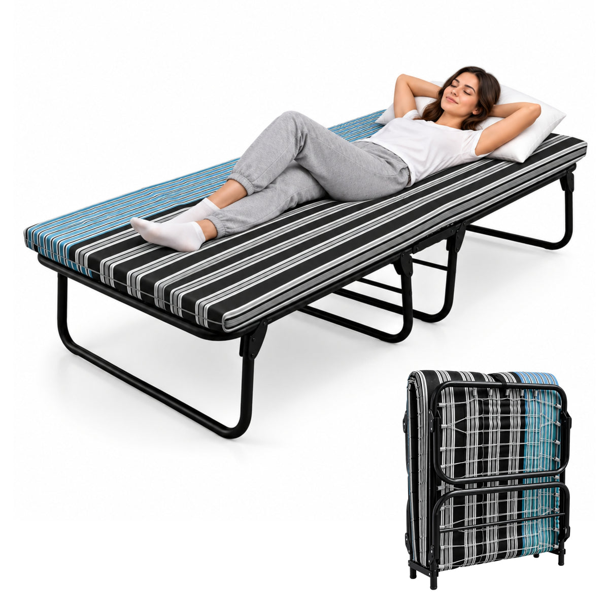Catre Camastro Plegable con Colchón de Hule Espuma de 6 cm (Mod KM6)