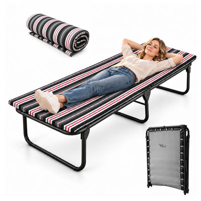 Catre Camastro Plegable / de Lona Reforzada + Colchón de Hule Espuma 3 cm (KSL-H)