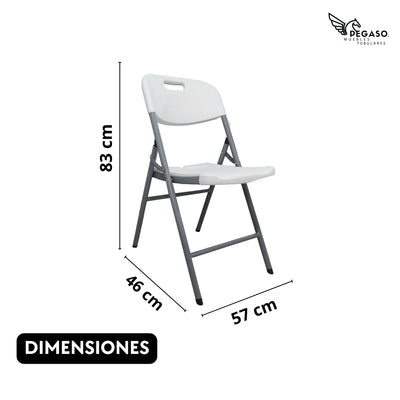 Silla Blanca Plegable Plástico Alta Densidad Pegaso