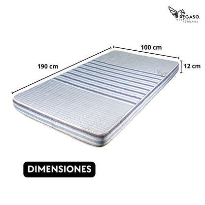 Colchón Individual Espuma Capitonado mil Rayas