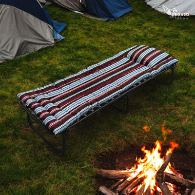 Folding Bed Cot / Reinforced Canvas + 5 cm Fleece Mattress