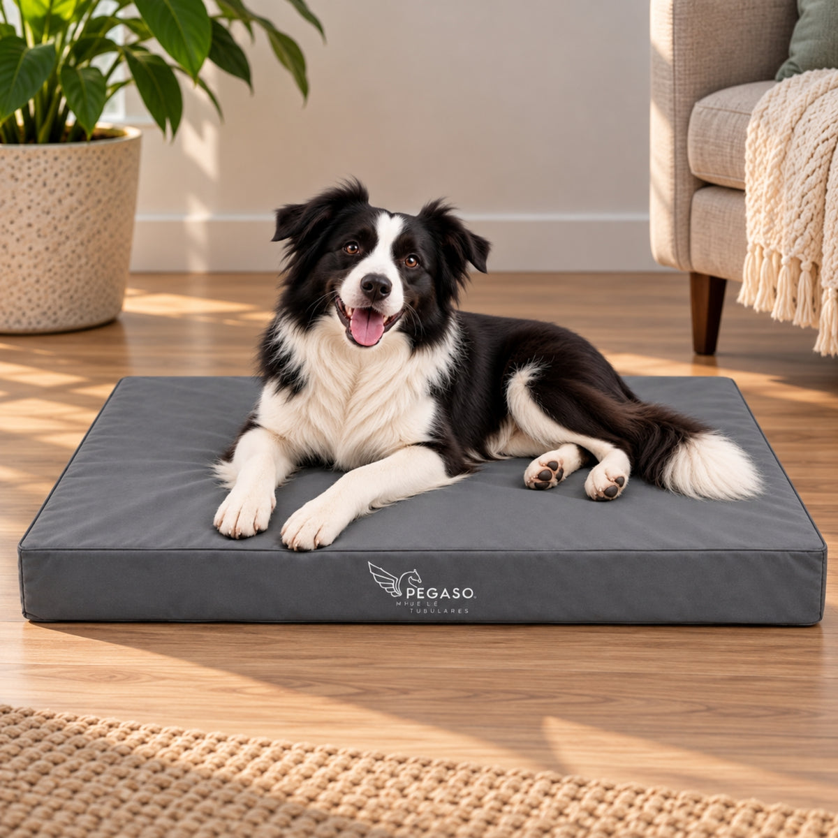 PEGASO Colchón para Mascota, Lona de Alta Resistencia, Impermeable, con cierre, 8 cm Grosor (CH, MD, GD, EG)