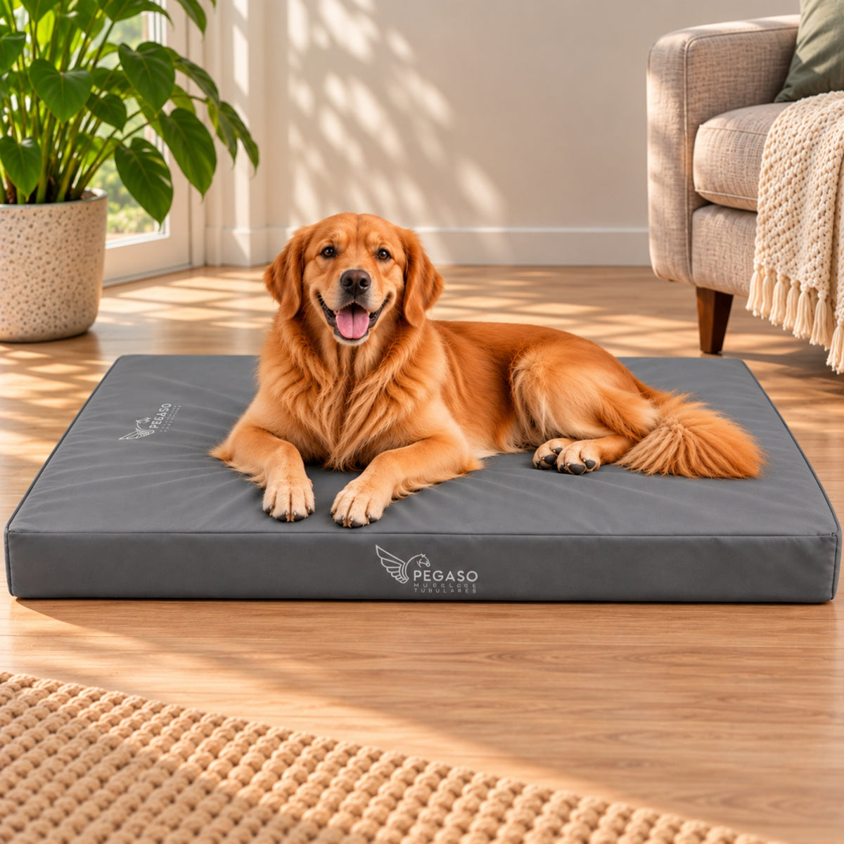 PEGASO Colchón para Mascota, Lona de Alta Resistencia, Impermeable, con cierre, 8 cm Grosor (CH, MD, GD, EG)