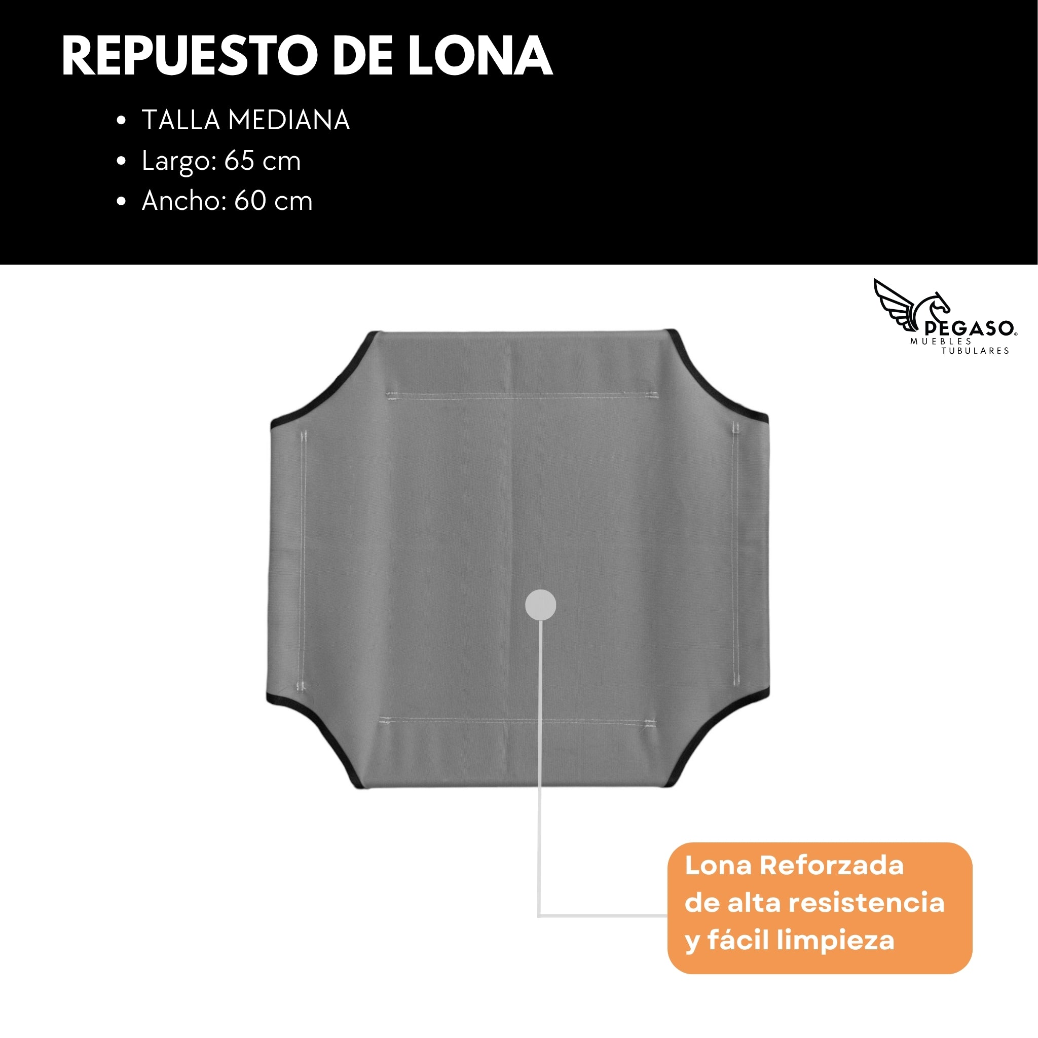Repuesto de Lona para Catre de Mascota Desarmable Marca PEGASO, Transpirable, Lavable, Resistente