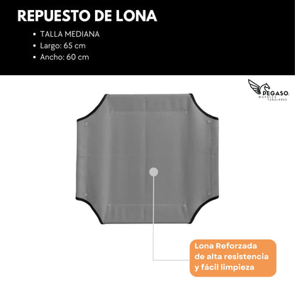 Repuesto de Lona para Catre de Mascota Desarmable Marca PEGASO, Transpirable, Lavable, Resistente
