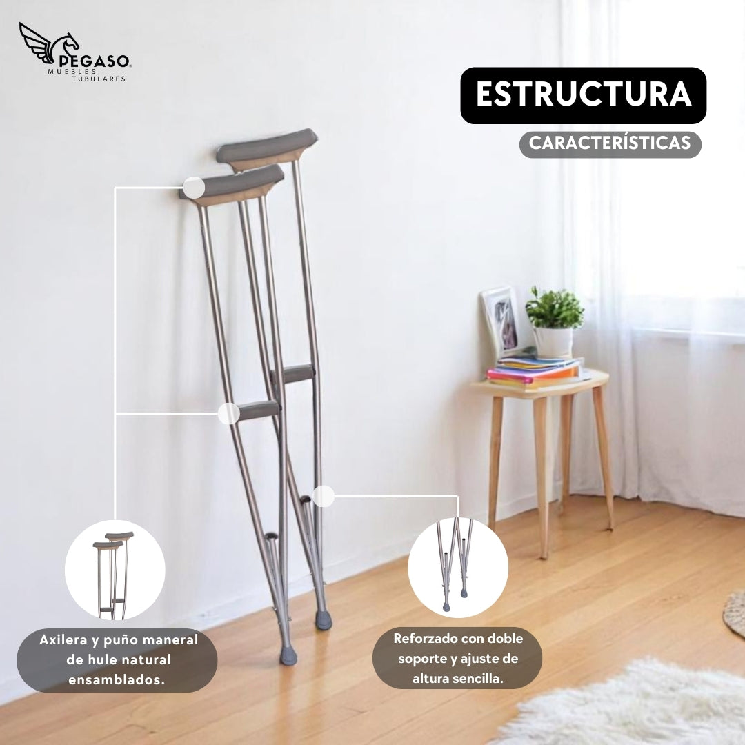 Muletas De Aluminio Axilares 9 Posiciones - Pegaso