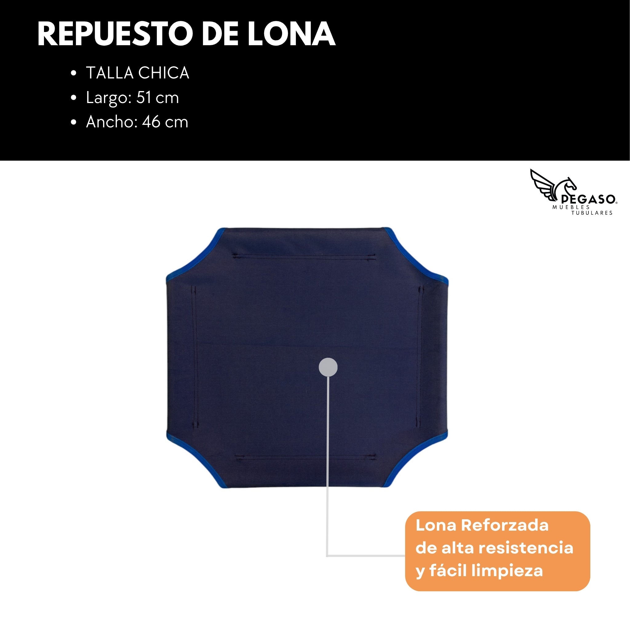 Repuesto de Lona para Catre de Mascota Desarmable Marca PEGASO, Transpirable, Lavable, Resistente