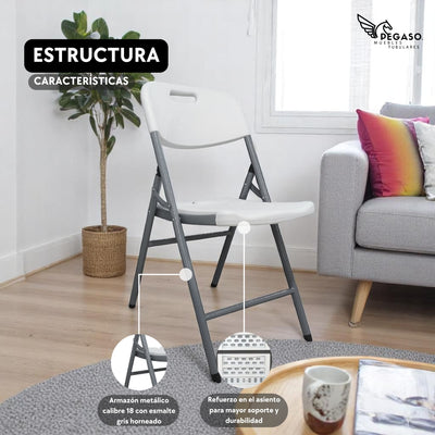 Silla Blanca Plegable Plástico Alta Densidad Pegaso