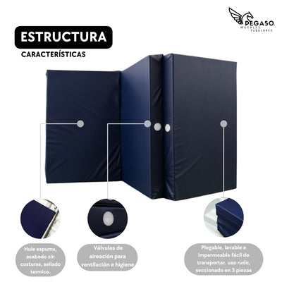 Pegaso Sealed Repellent Sectioned Hospital Mattress, 190 x 95 x 10 cm. Supports more than 150 kg.