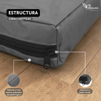 PEGASO Colchón para Mascota, Lona de Alta Resistencia, Impermeable, con cierre, 8 cm Grosor (CH, MD, GD, EG)
